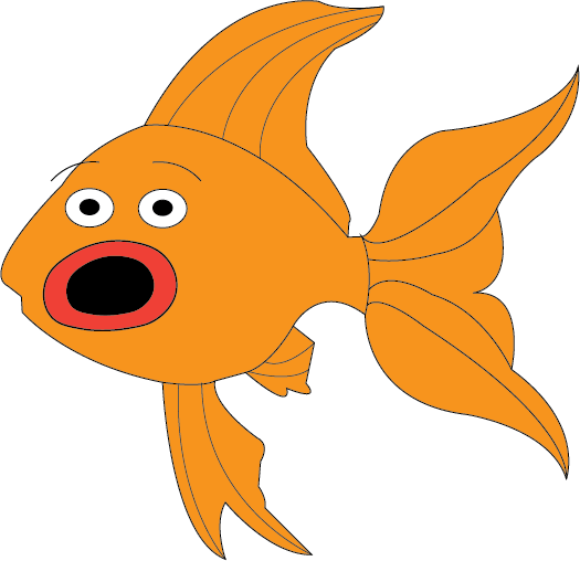 Illustrasjon av gullfisken som er overrasket over at den endelig ser veien ut av kloakken